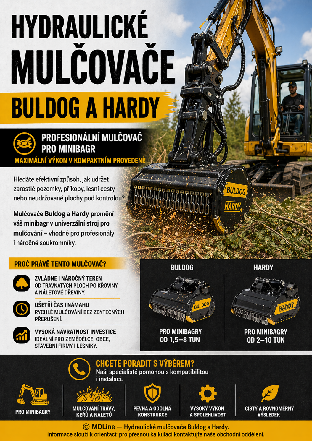 mulčovače pro minibagry Mulčovače HARDY
