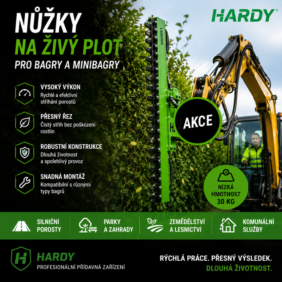 Nůžky na živý plot pro bagry a minibagry