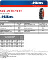 Pneu 14.9-28 TT 8PR TD-19 Mitas - Traktorové