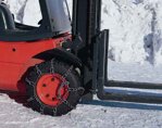 Sněhové řetězy pro vzv vysokozdvižné vozíky.