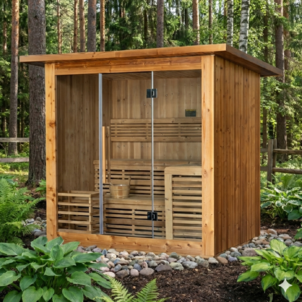Leramotors Lerax finská sauna čtvercová thermowood 240