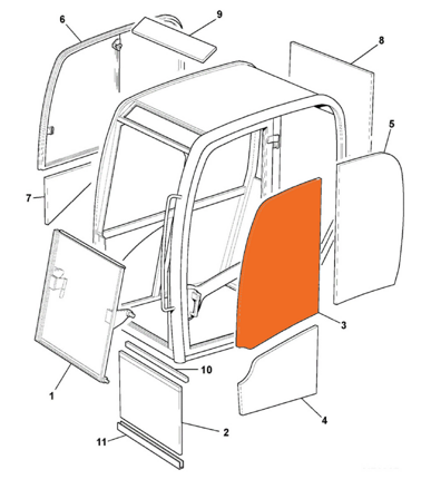 Sklo dveří horní BOBCAT E25