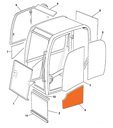 Sklo dveří dolní BOBCAT E25