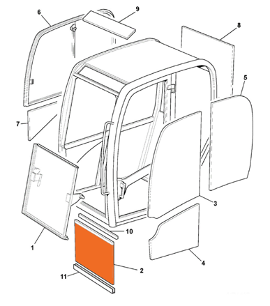 Sklo přední spodní BOBCAT E35