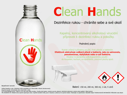 Clean-Hands bezoplachová dezinfekce rukou 1000 Litrů