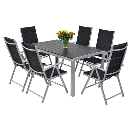 Zahradní sestava Ibiza Pollywood 150 cm Silver / Black 6+1