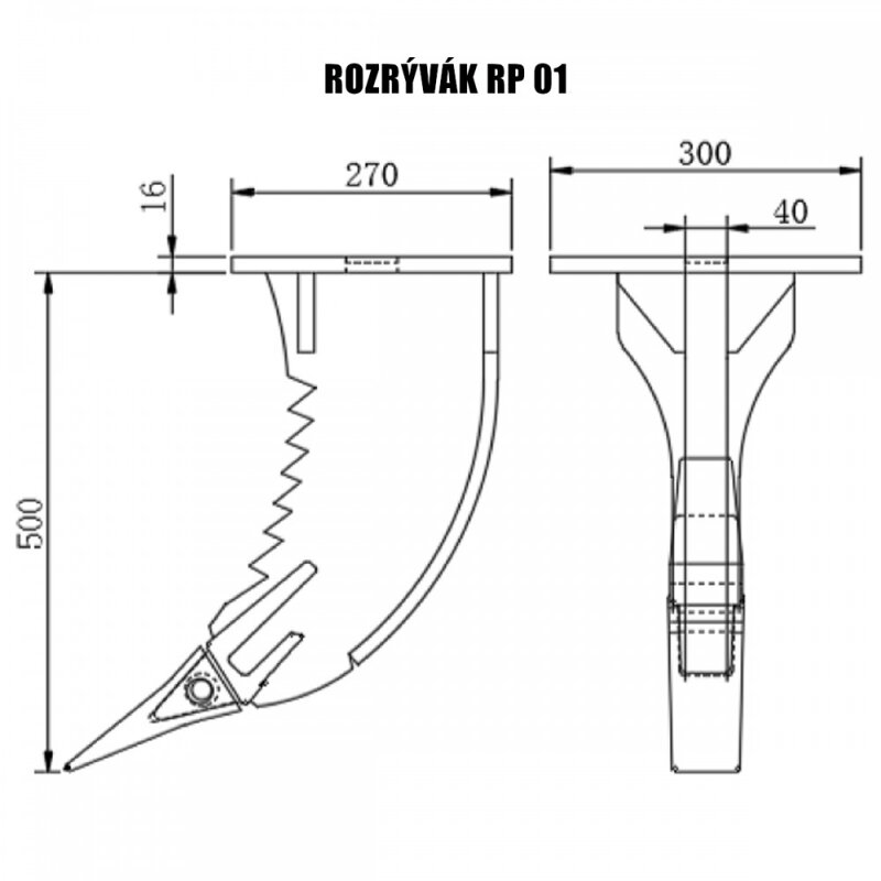 Rozrývací hák / ripper pro bagry 2–4T (RP01)