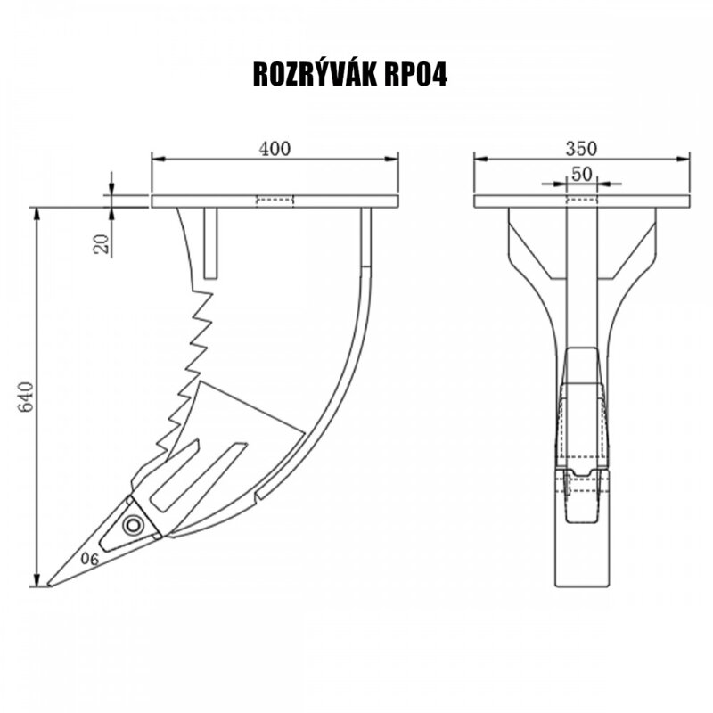 Rozrývací hák / ripper pro bagry 6–10T (RP04)