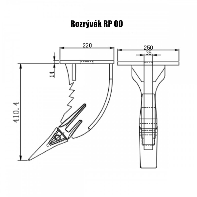 Rozrývací hák / ripper pro minibagry 1–2T (RP00)