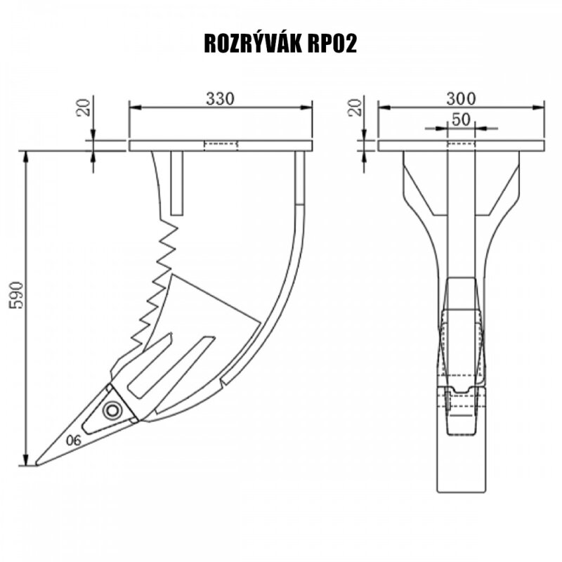 Rozrývací hák / ripper pro bagry 4–6T (RP02)