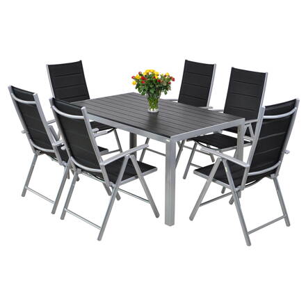 Zahradní sestava Ibiza Pollywood 150 cm Silver / Black 6+1